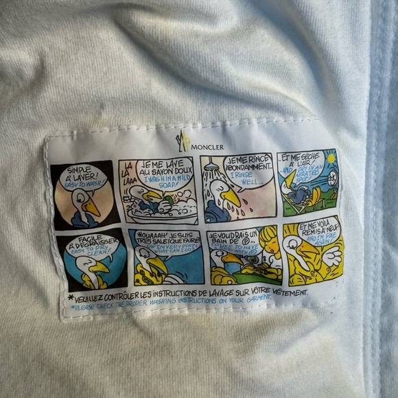 MONCLER Enfant Puffer Jacket LOVE Hoodie White Down Feather Zip 9-12 M ITALY - Picture 11 of 15